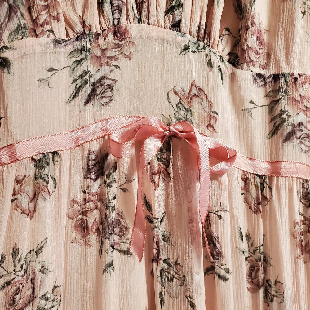 LoveShackFancy Audra Silk Midi Dress in Pink Canopy - Picture 4 of 14